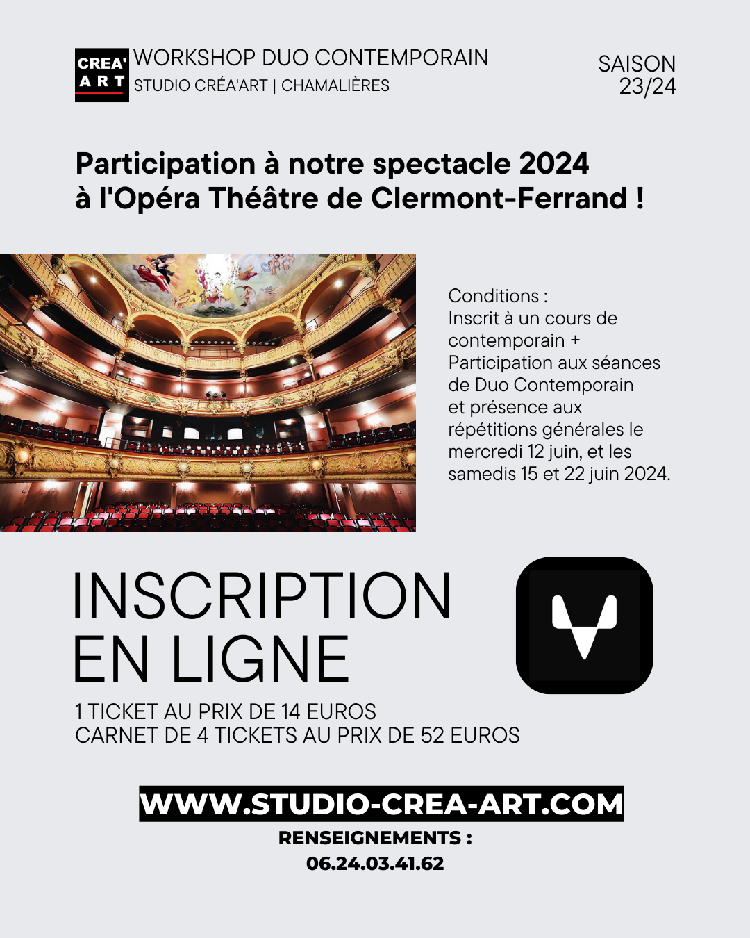Flyers workshop duo contemporain CREA'ART Flyers workshop comédie musicale CREA'ART