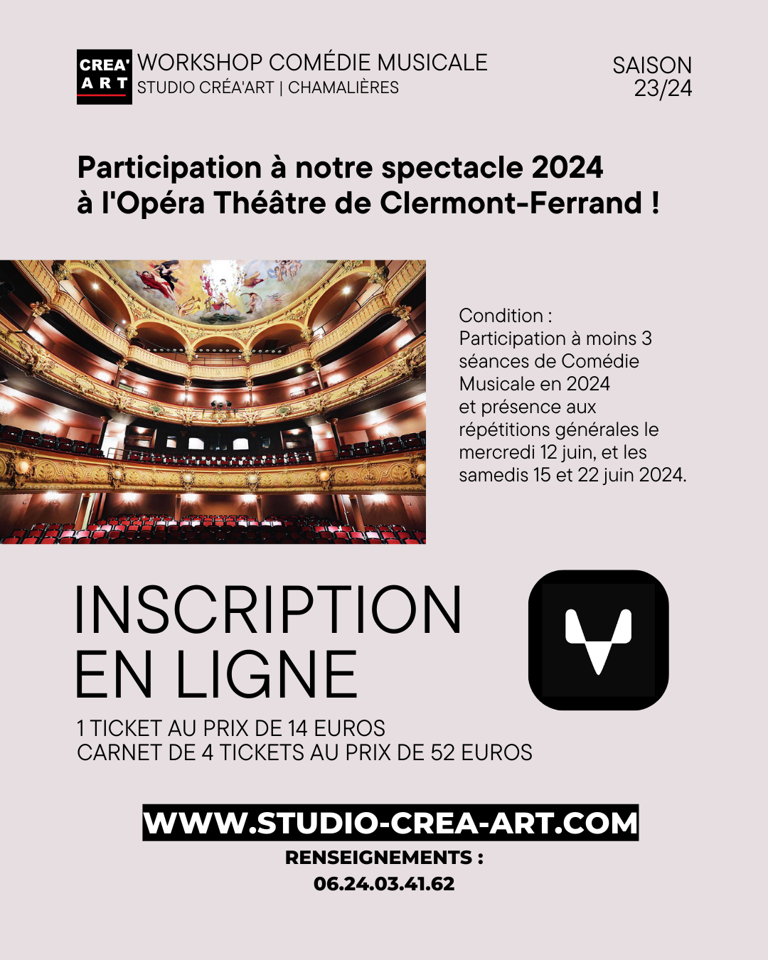 Flyers workshop comédie musicale CREA'ART