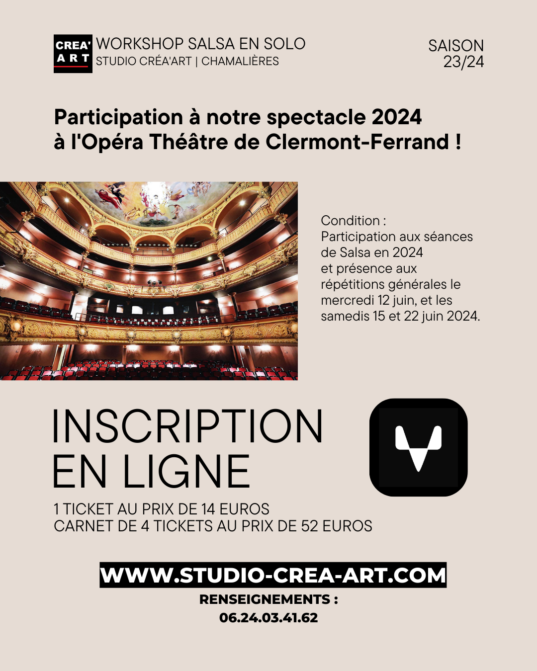 Flyers workshop salsa CREA'ART Flyers workshop comédie musicale CREA'ART