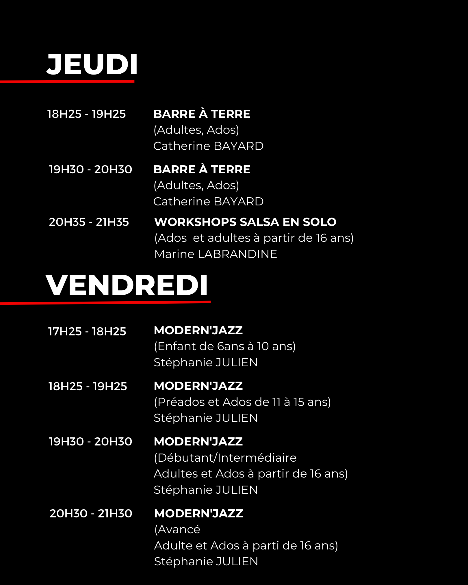 Planning_jeudi_vendredi_crea'art planning jeudi et vendredi barre a terre et modern' jazz